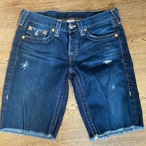 True Religion Women’s Riley Jean Button Fly Denim Shorts Size 28